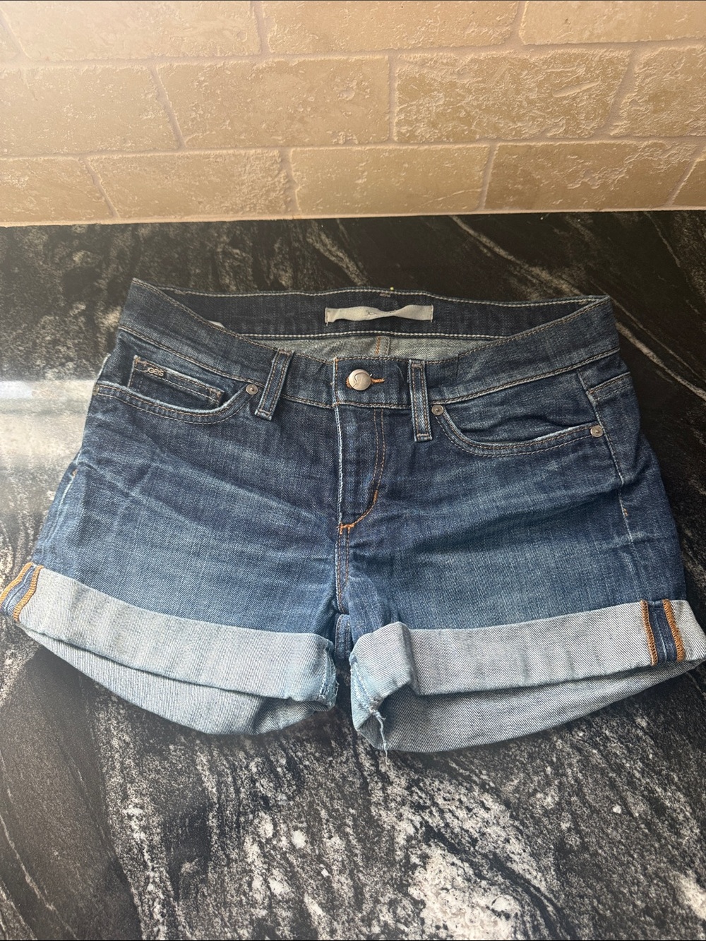 Joe's Jeans Dark Blue Rolled-Cuff Denim Shorts